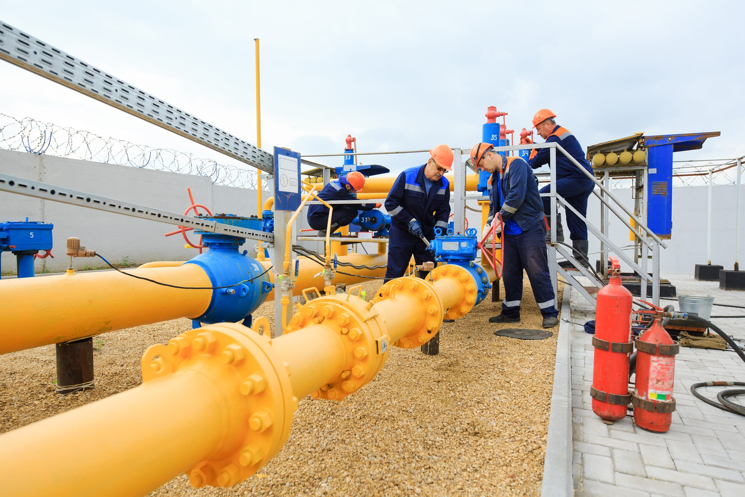 Maintenance of the gas pipeline. A specialist checks the gas pipeline